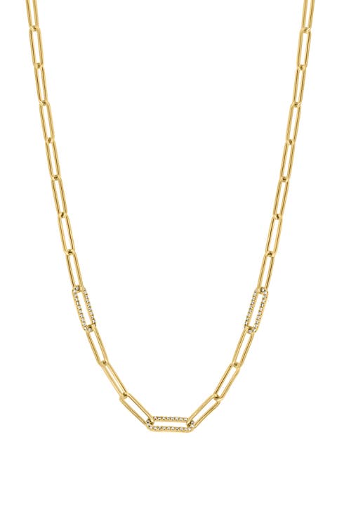 Diamond Paper Clip Chain Necklace