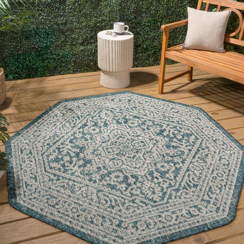 Jonathan Y Sinjuri Medallion Textured Weave Octagon Indoor/outdoor Area Rug In Green