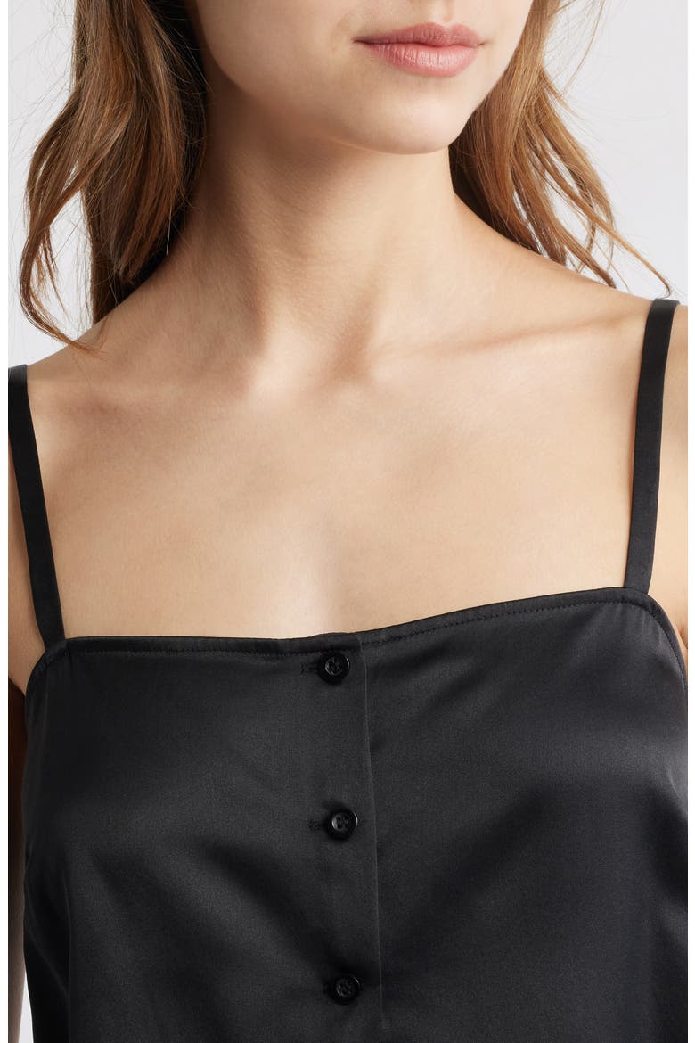 Split Front Crop Silk Camisole, Alternate, color, BLACK