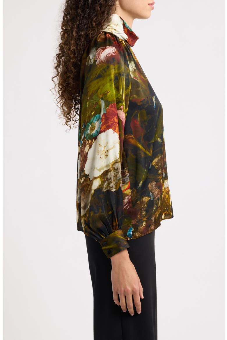 Vivian Floral Print Silk Blend Mock Neck Top, Alternate, color, VERONA FORREST