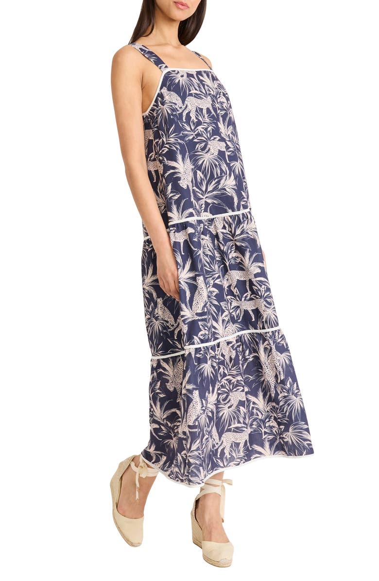 The Good Journey Square Neck Midi Sundress, Alternate, color, Navy/ Cream