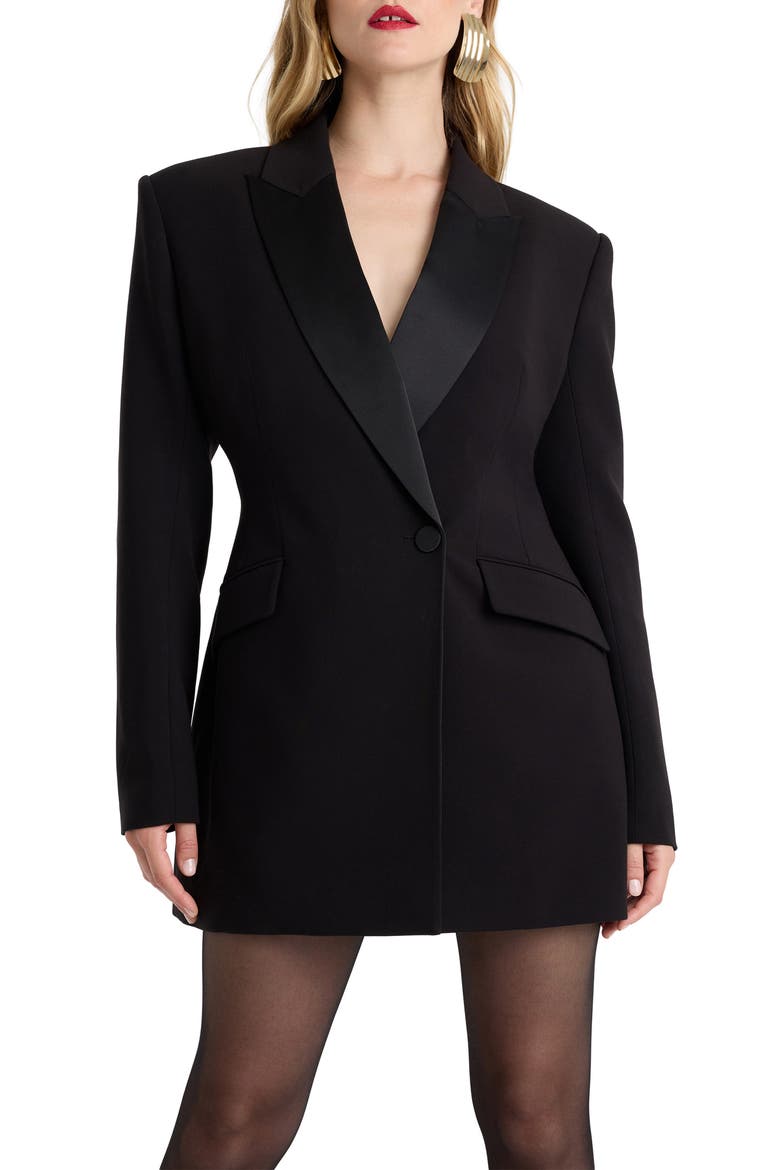 Courtney Tuxedo Minidress, Alternate, color, BLACK