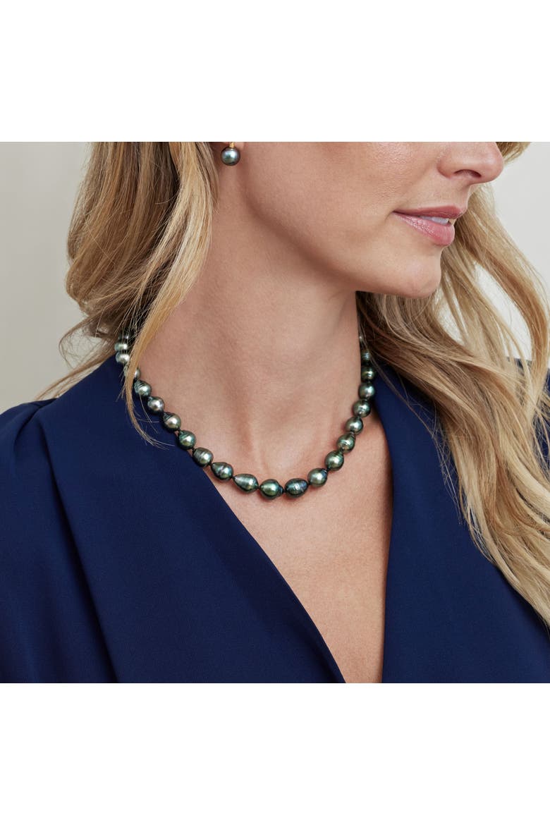 8-10mm Tahitian South Sea Drop Pearl Necklace - Premier AAAA Quality, Alternate, color, White Gold Clasp