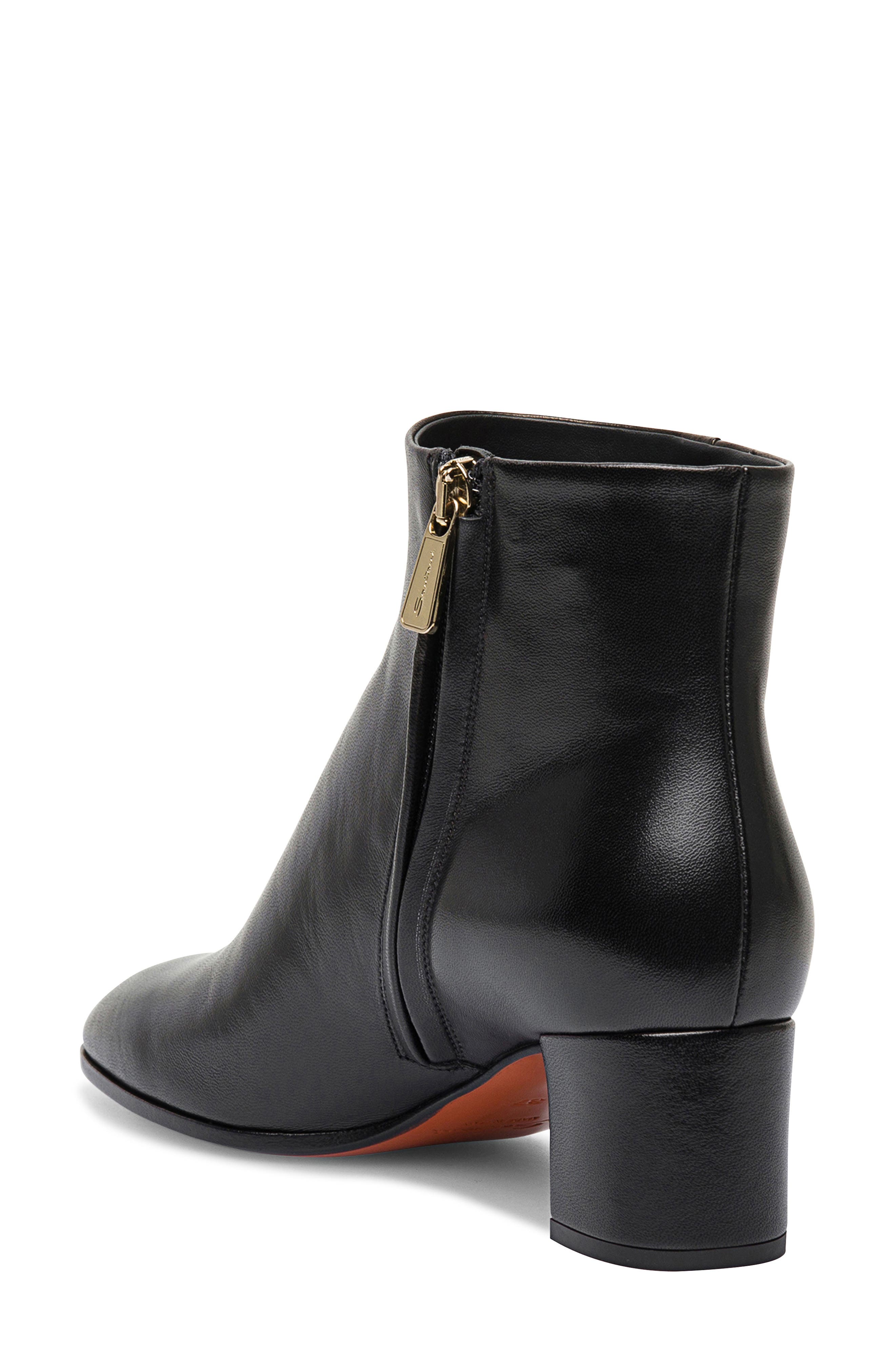 Women's leather mid-heel ankle boot, Alternate, color, BLACK-N01