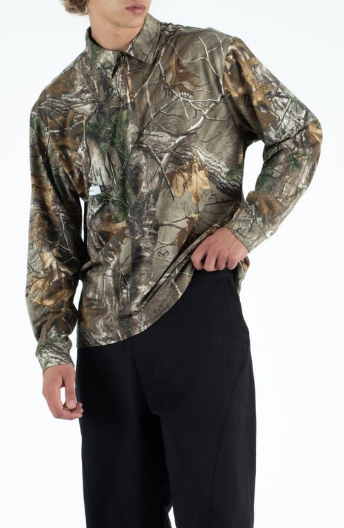 Students Greger Reatree Camo Cotton Quarter Zip Polo In Animal Print