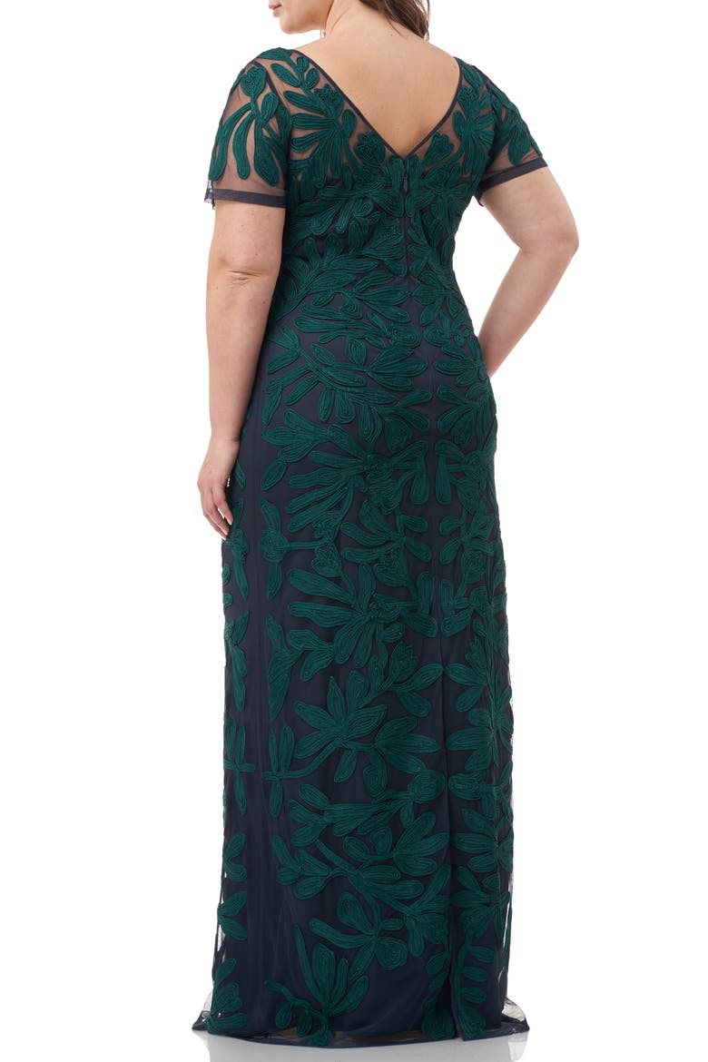 Illusion Soutache Column Gown, Alternate, color, JADE NAVY