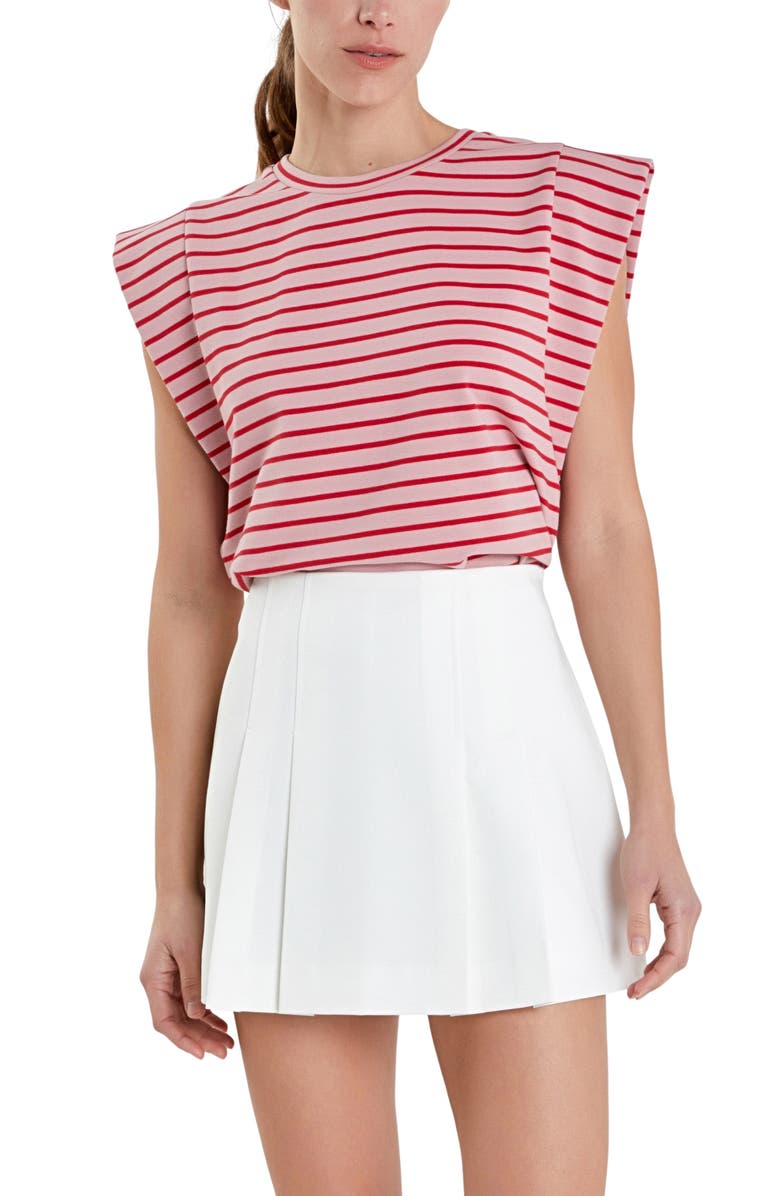 English Factory Stripe Extended Shoulder T-Shirt, Alternate, color, Pink/ Red