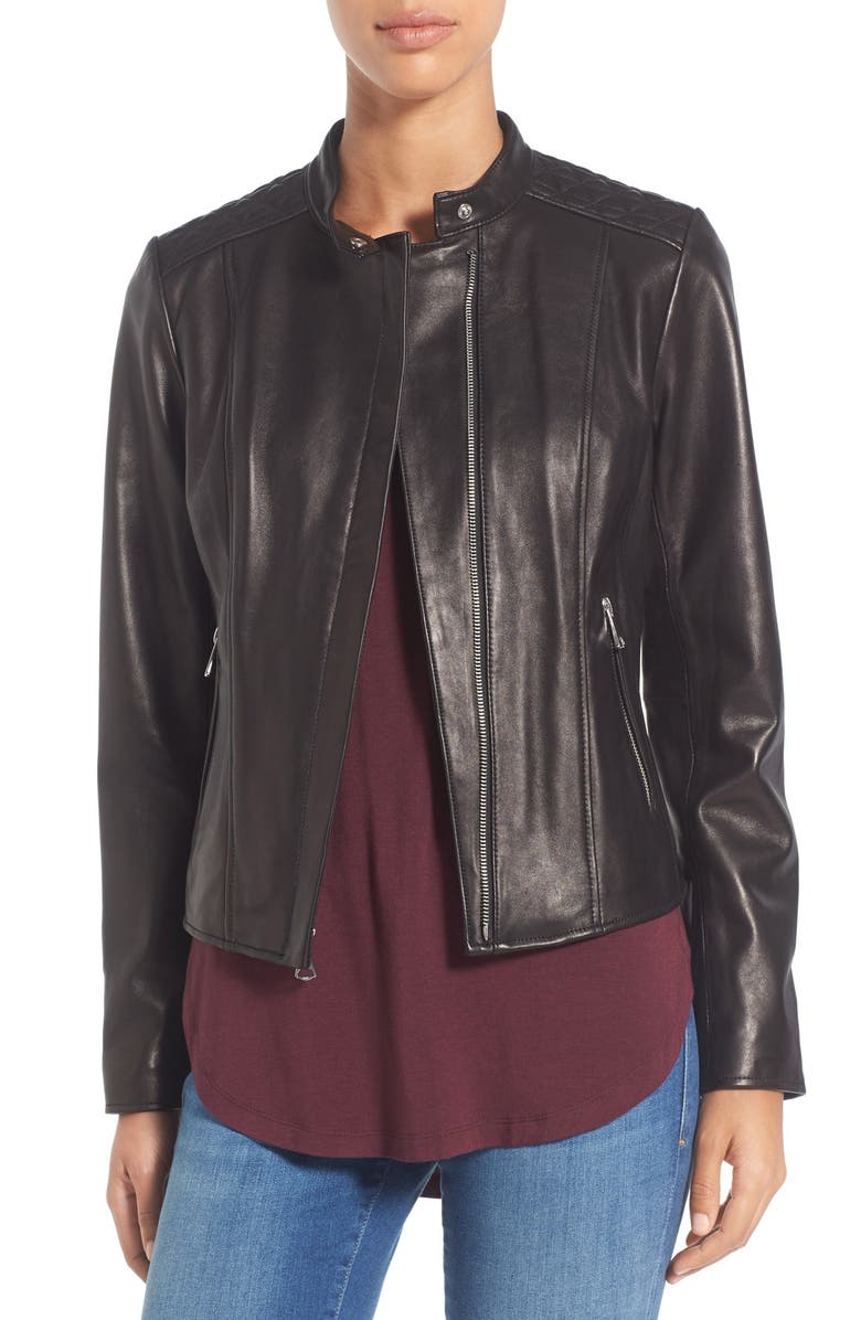 Marc New York by Andrew Marc 'Liv' Lambskin Leather Jacket, Main, color, 