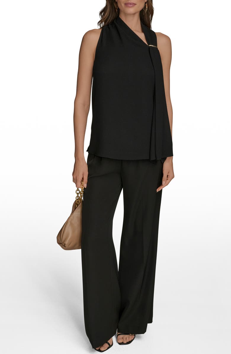 Donna Karan New York Asymmetric Sleeveless Top, Alternate, color, Black