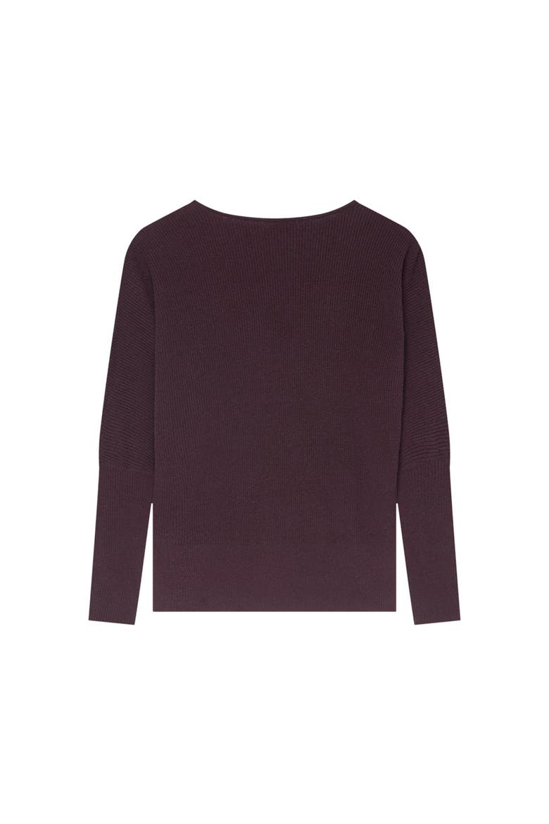 Lace Detail Jumper Pullover Sweater with Long Sleeve and Boat Neck, Alternate, color, Burgundy