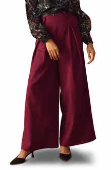 FLYING TOMATO Scalloped Waist Wide Leg Pants