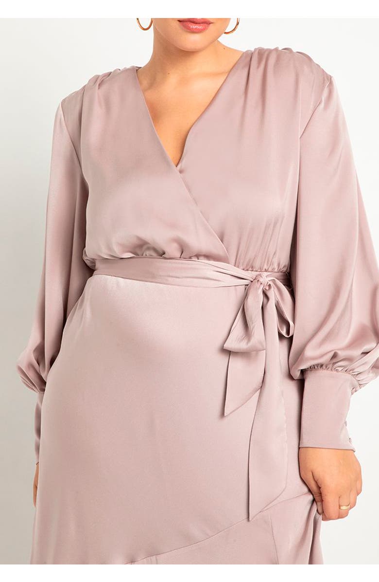 ELOQUII Satin Maxi Dress, Alternate, color, Black Onyx