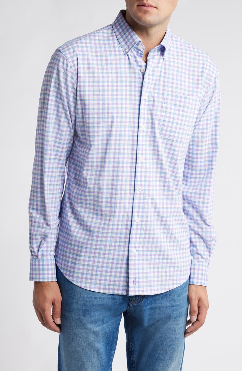 johnnie-O Hughes Check Performance Button-Down Shirt, Main, color, 
