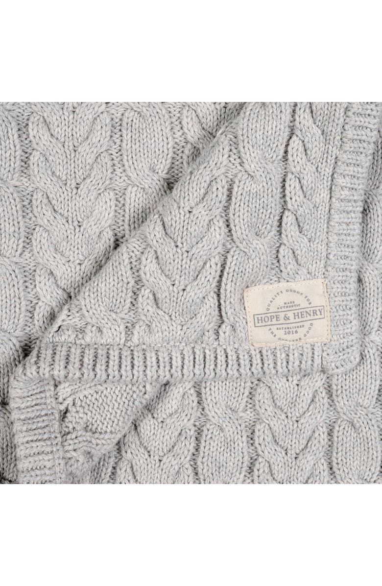Hope & Henry 0 Organic Cable Knit Baby Blanket Unisex, Alternate, color, Light Gray Heather Cable