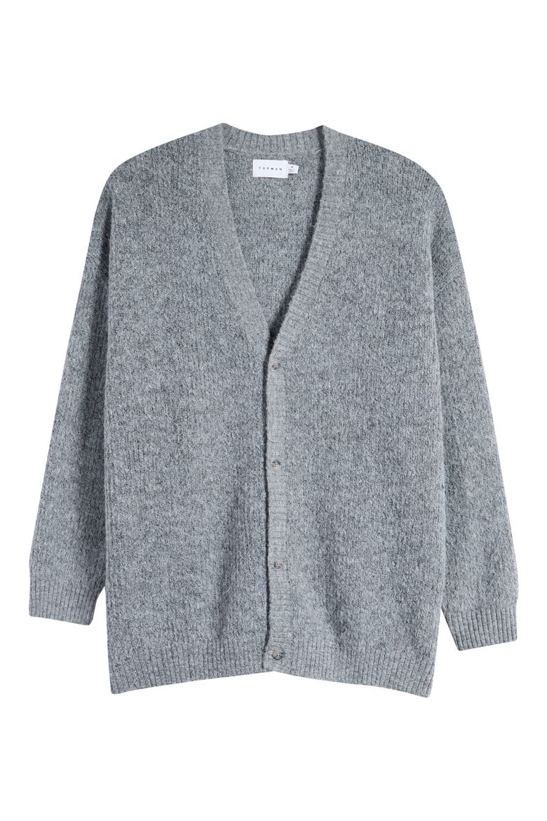 Relaxed Fit Brushed Cardigan, Alternate, color, GREY