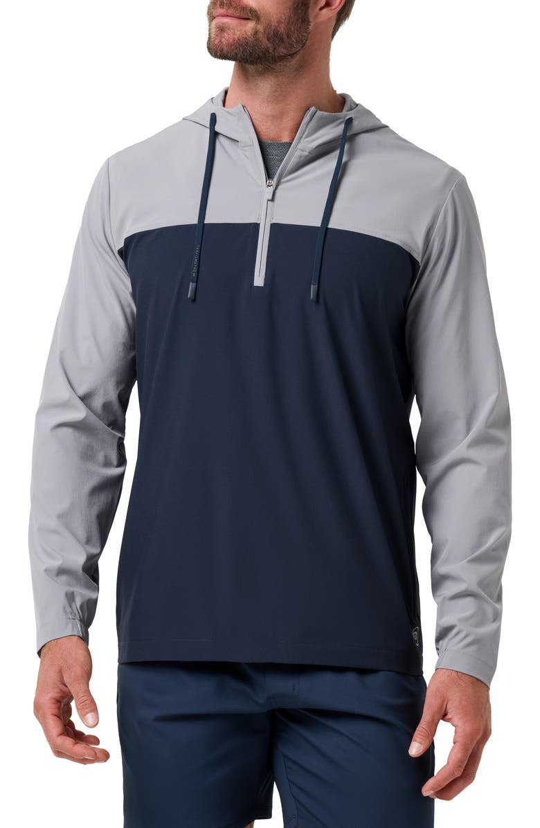 TravisMathew Meridian Quarter Zip Tech Hoodie, Main, color, Sleet