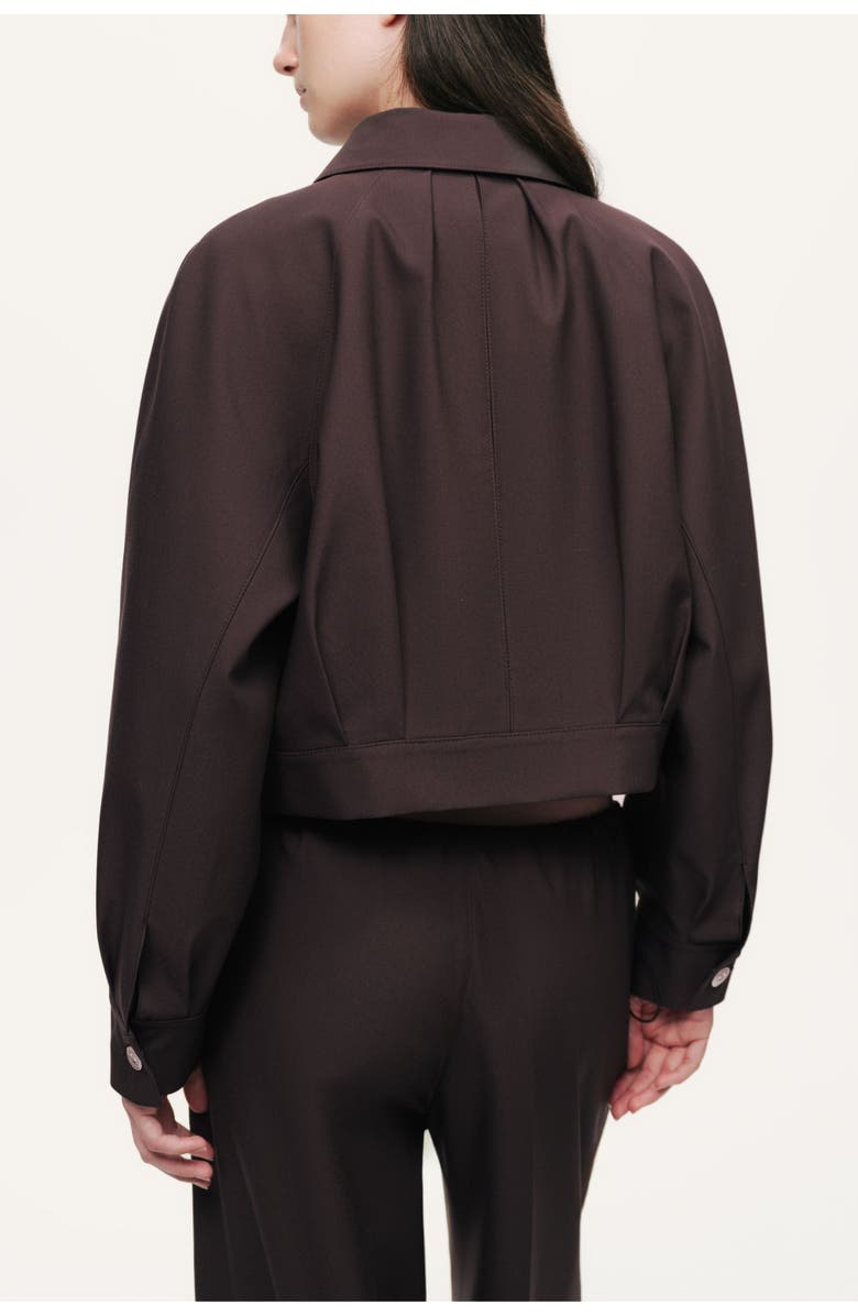 Nocturne Buckle Detail Cropped Zip Jacket, Alternate, color, Dark Brown