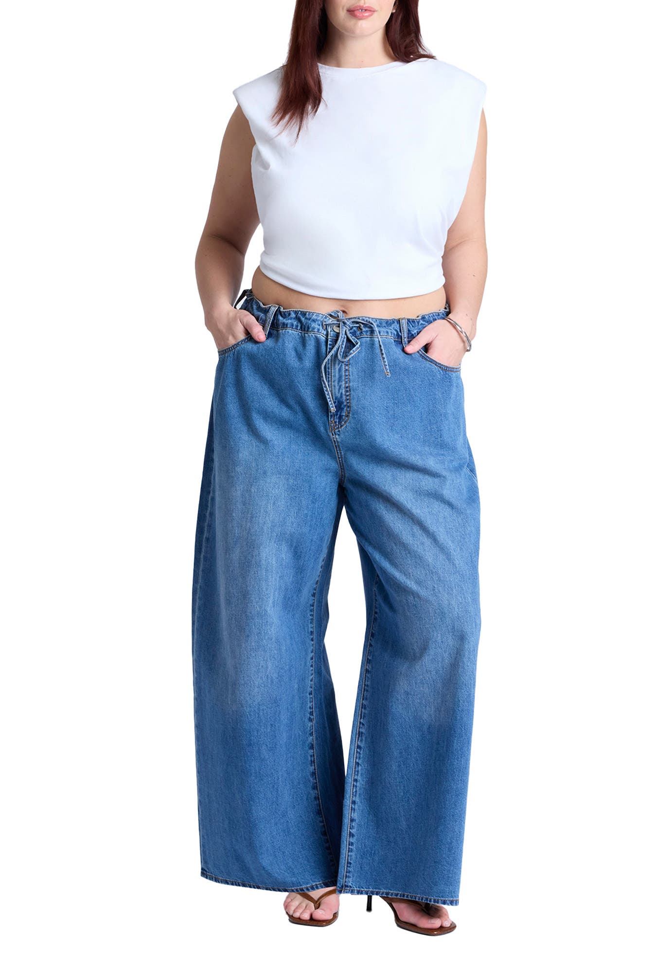 Drawstring Waist Lightweight Jean