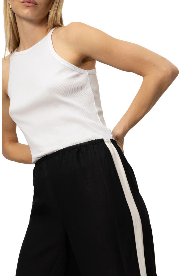Casual Linen Blend Track Pants, Alternate, color, BLACK
