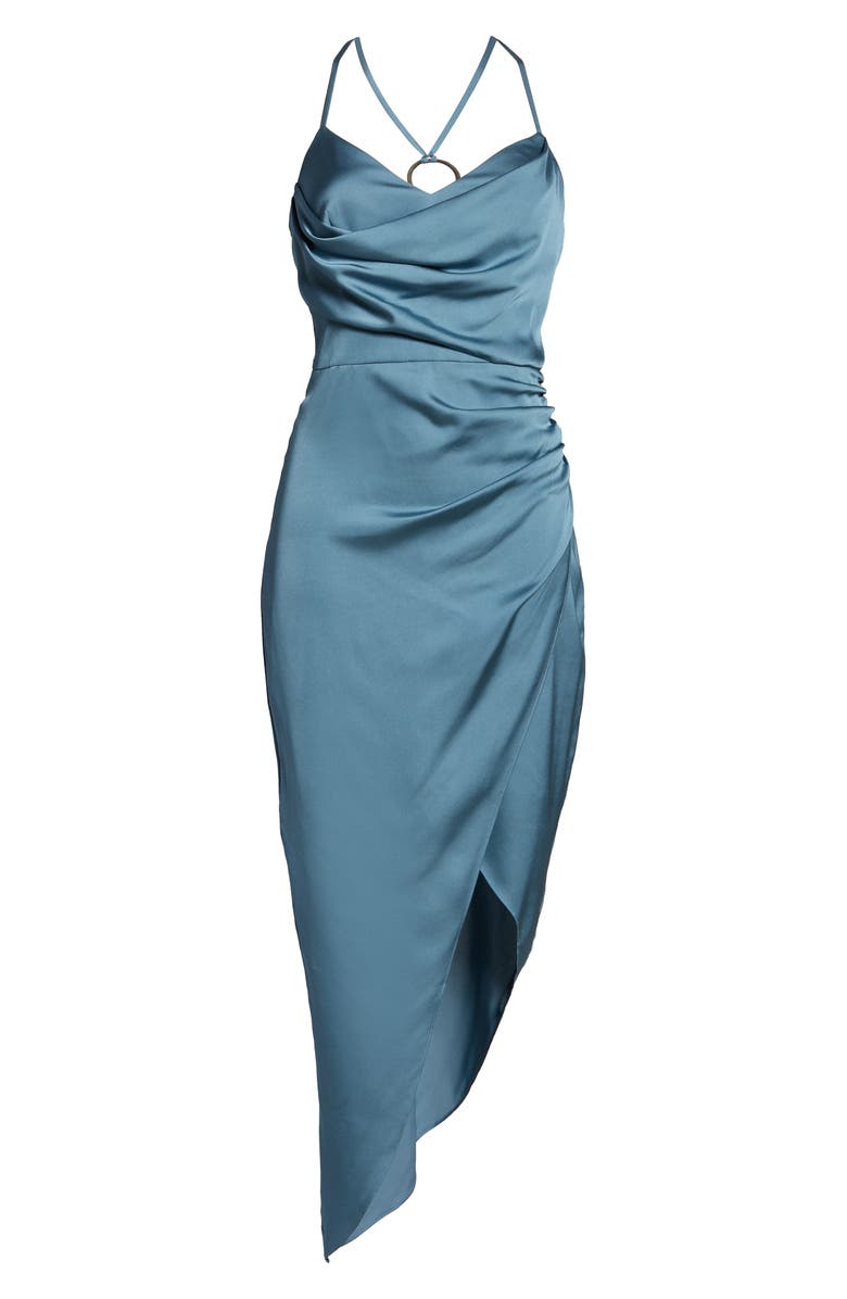 Ever New Asymmetrical Cowl Neck Satin Dress, Alternate, color, 