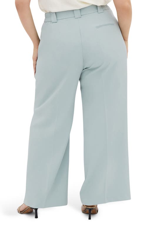 City Chic Jazmin Pleat Crepe Wide Leg Pants In Mist