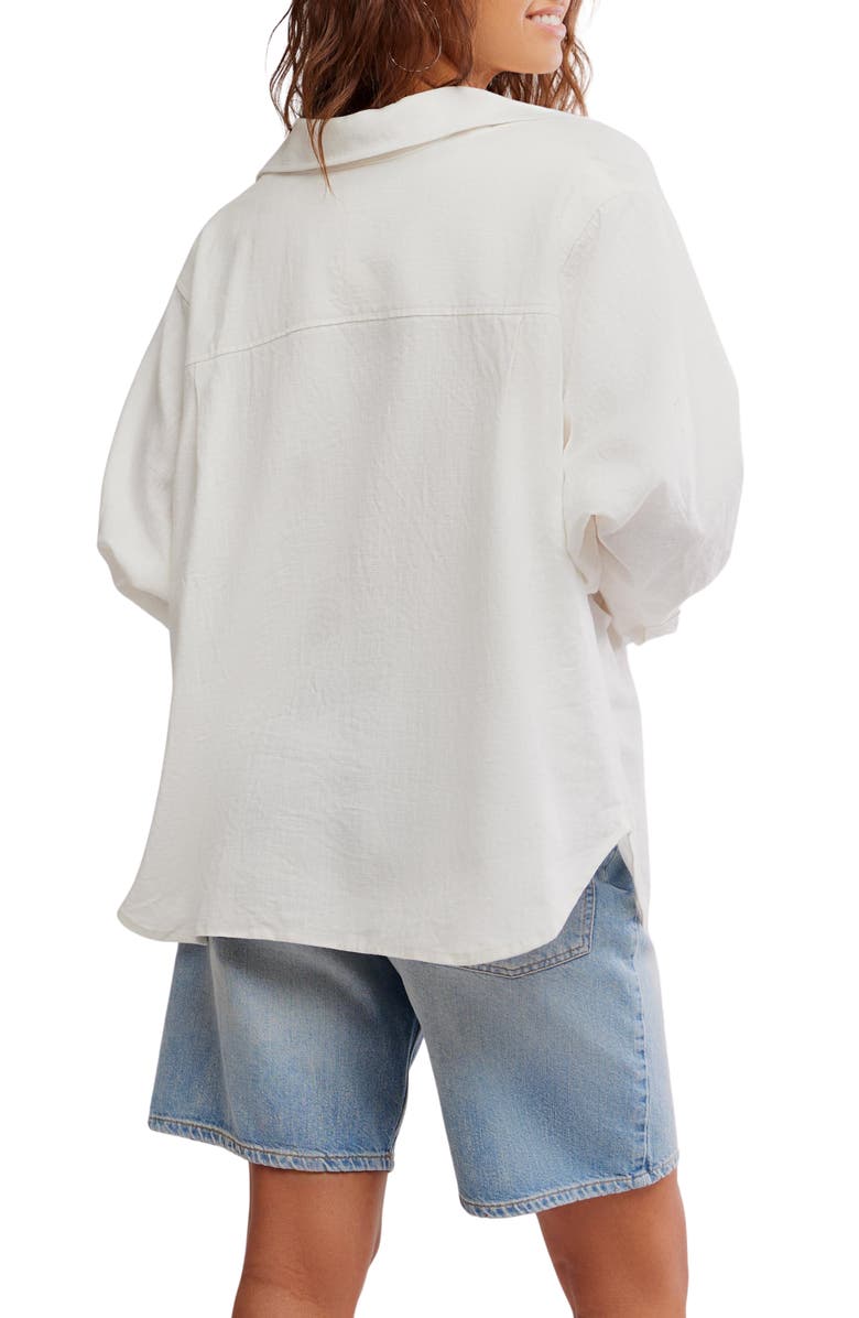 Free People Sabine Cotton Button-Up Shirt, Alternate, color, Parchment