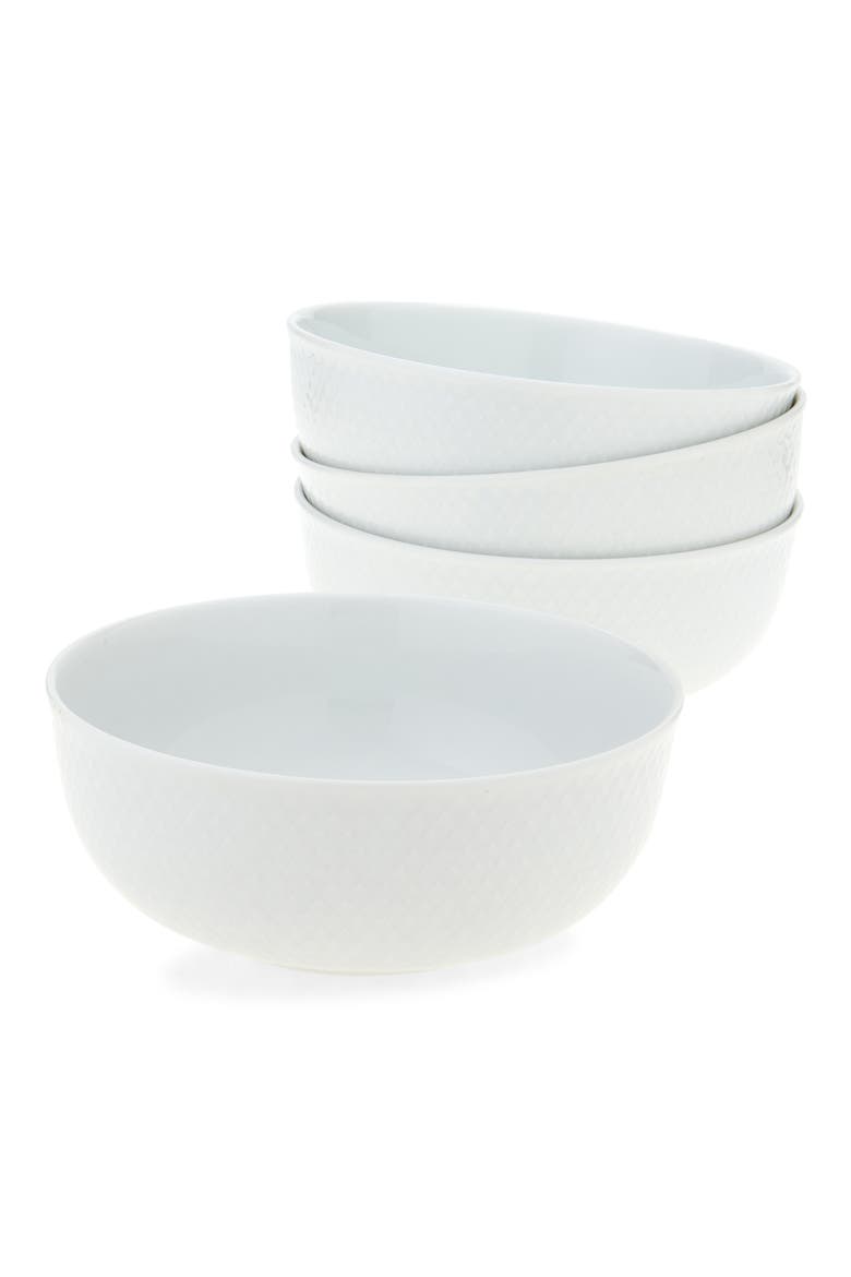 Rhombe Set of 4 Bowls, Main, color, WHITE
