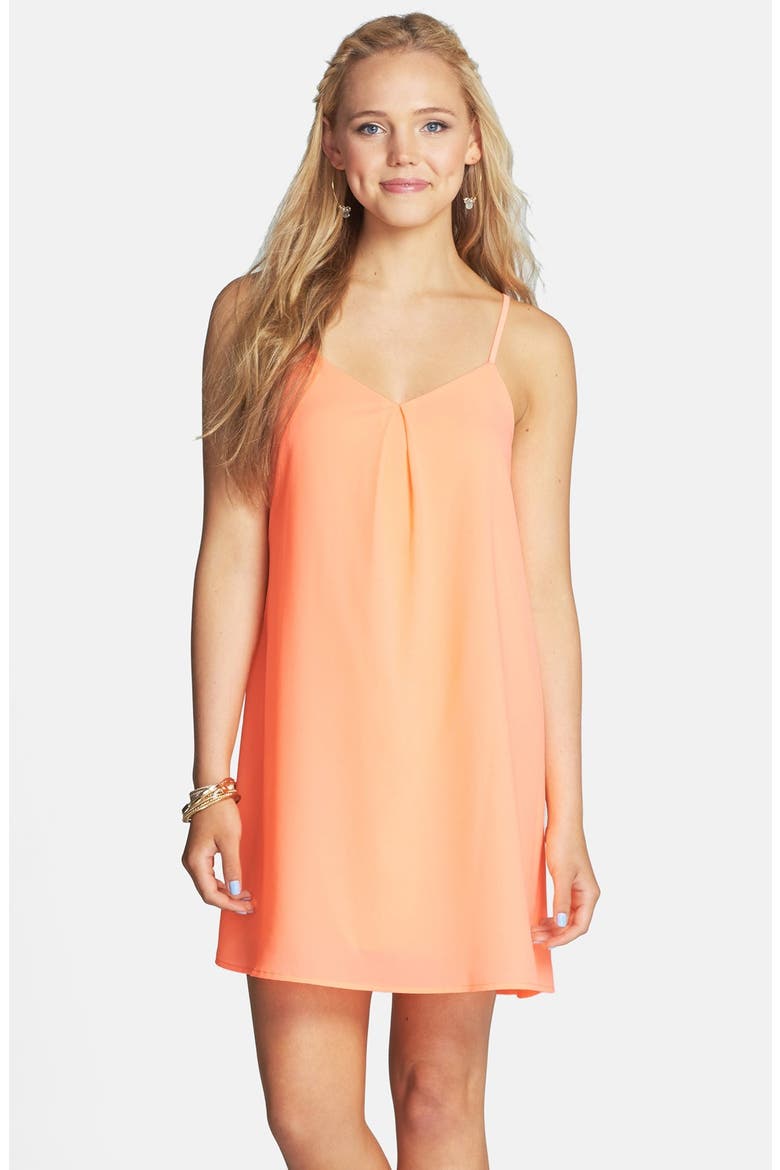 Strappy Back Shift Dress, Alternate, color, HOT CORAL