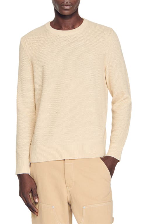 Sandro Rice Wool Blend Crewneck Sweater In Off White/mastic