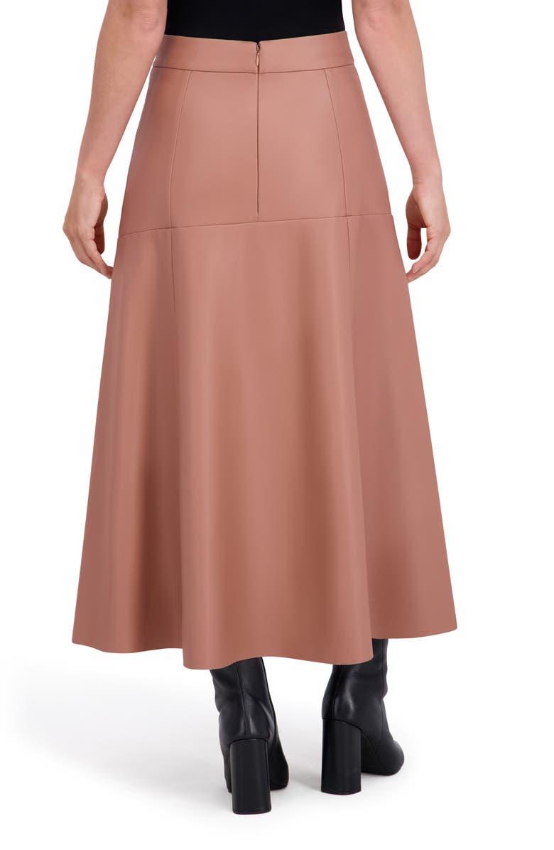Ookie & Lala Supersoft Faux Leather Geo Seam Maxi Skirt, Alternate, color, Mocha