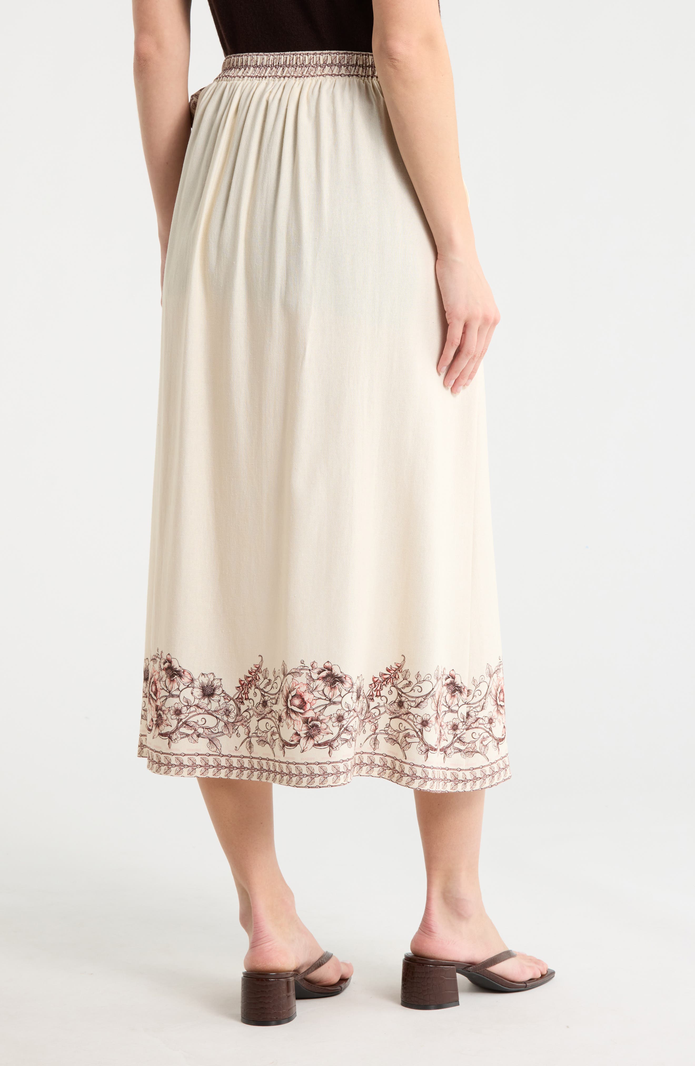 Floral Border Wrap Skirt - image 2