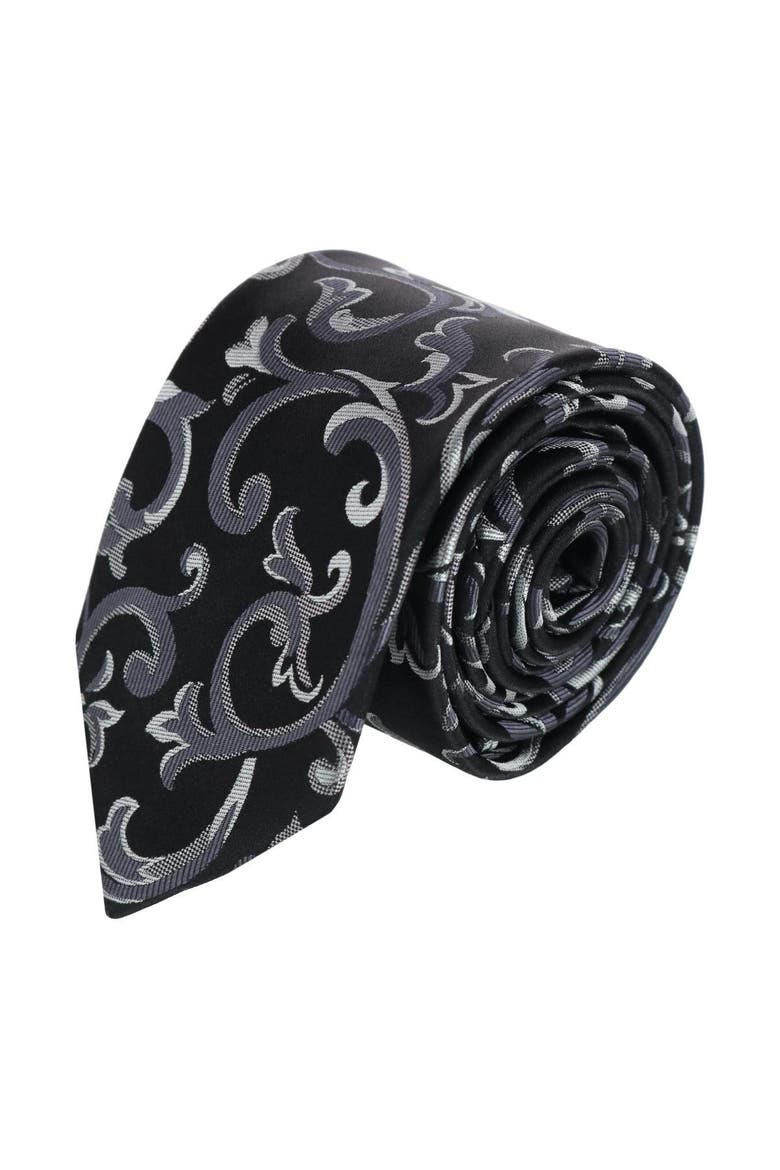Christian the Romantic Brocade Silk Necktie, Main, color, Silver