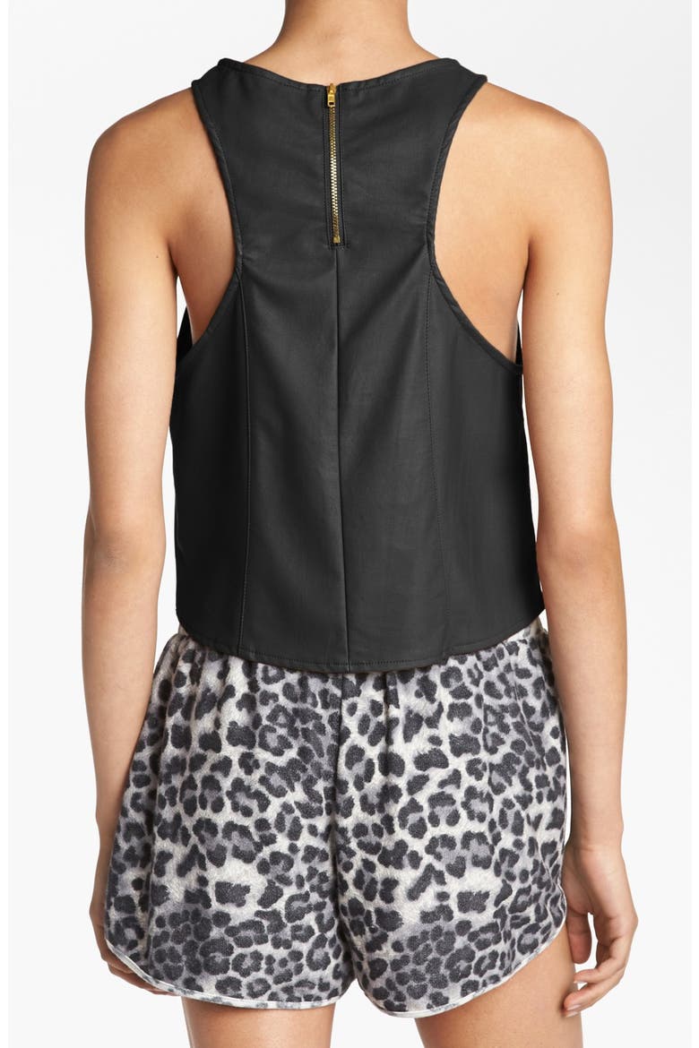 ASTR Faux Leather Crop Top, Alternate, color, BLACK