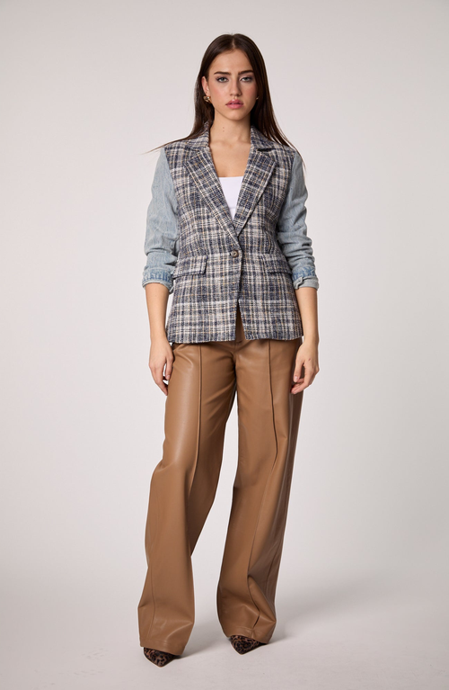 Blue Revival Mix Denim Helen Blazer In Tweed In Blue