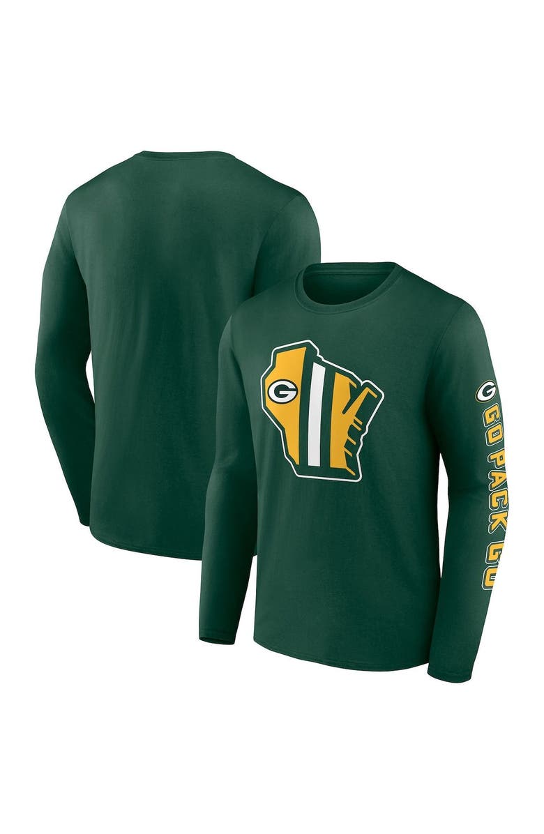 FANATICS Men's Fanatics Branded Green Green Bay Packers Hometown Collection Sweep Long Sleeve T-Shirt, Alternate, color, 