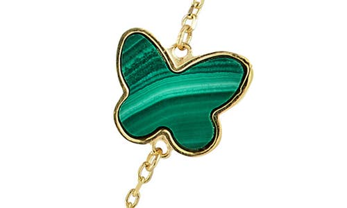 Ember Fine Jewelry 14k Gold Malachite Butterfly Station Necklace In Gold