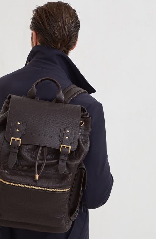 Brunello Cucinelli Leather Backpack Adjustable Straps In Black