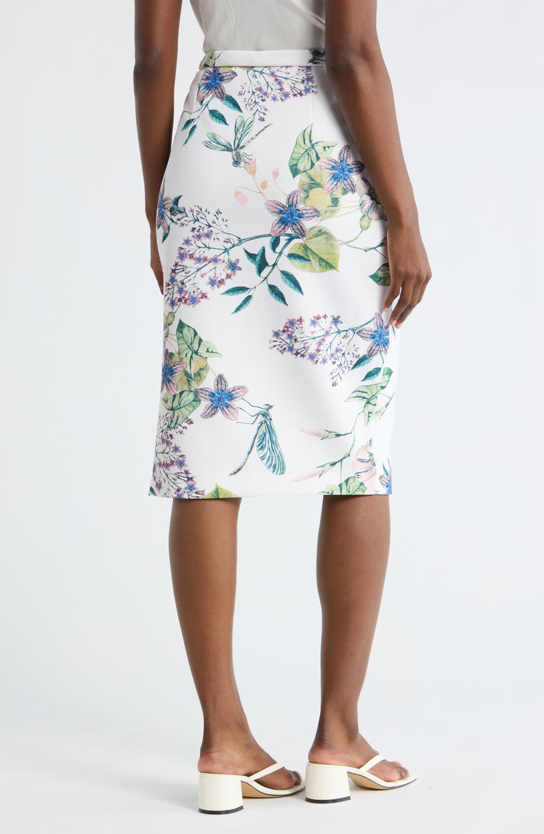 T Tahari Floral Scuba Pencil Skirt, Alternate, color, Ivory Botanical Print