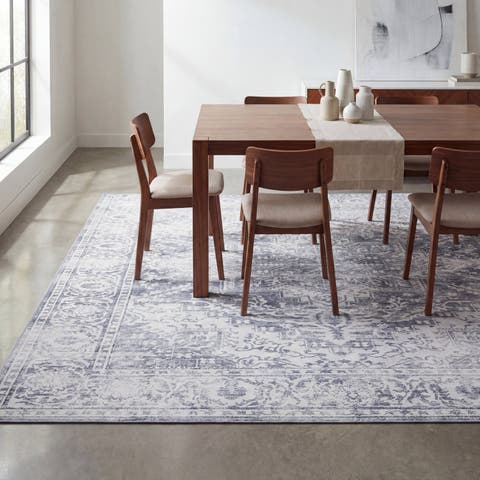 Eleanor Vintage Medallion Border Non-Slip Machine-Washable Cream/Beige 2 ft. x 8 ft. Runner Rug