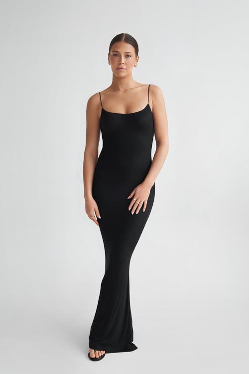 Lo+jayne The Maxi Corded Straps Ribbed Dress In Black