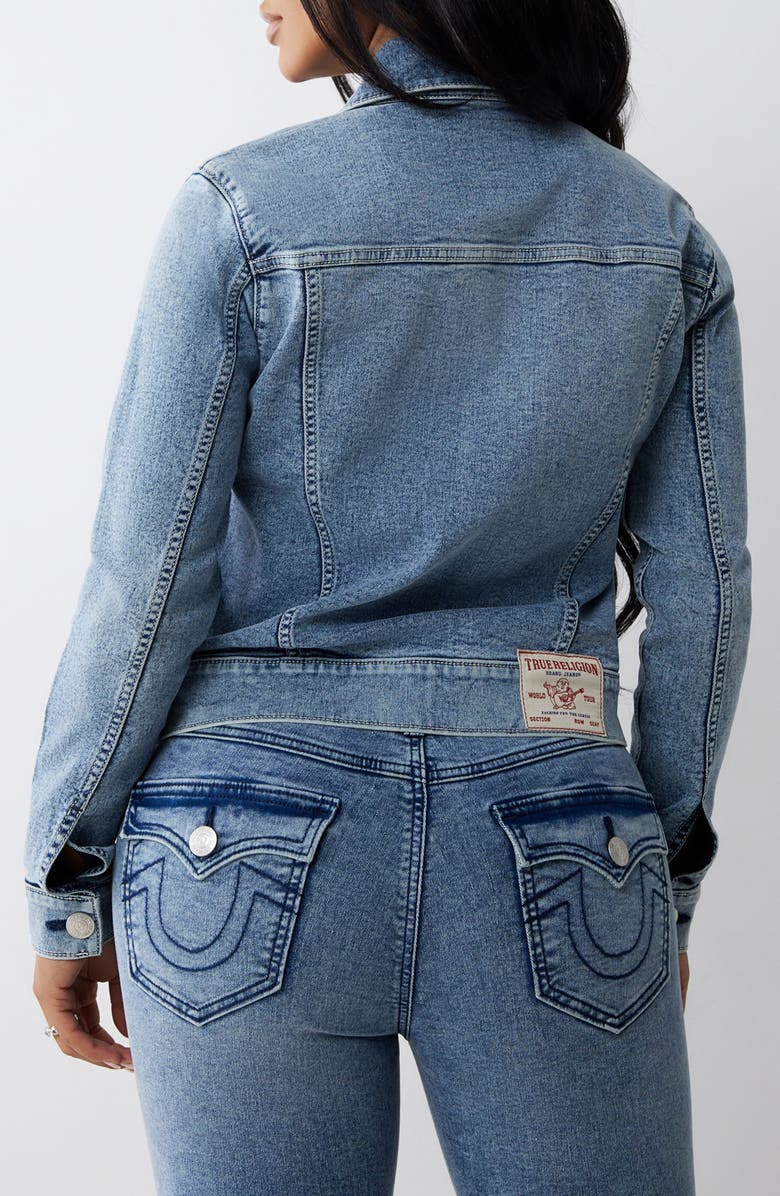 True Religion Jesse Crop Denim Jacket, Alternate, color, Light Budding Wash