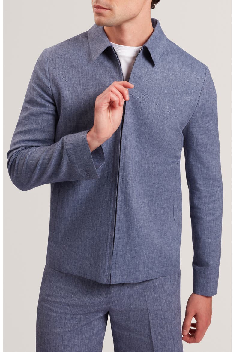 Ashley Linen & Cotton Jacket, Main, color, NAVY