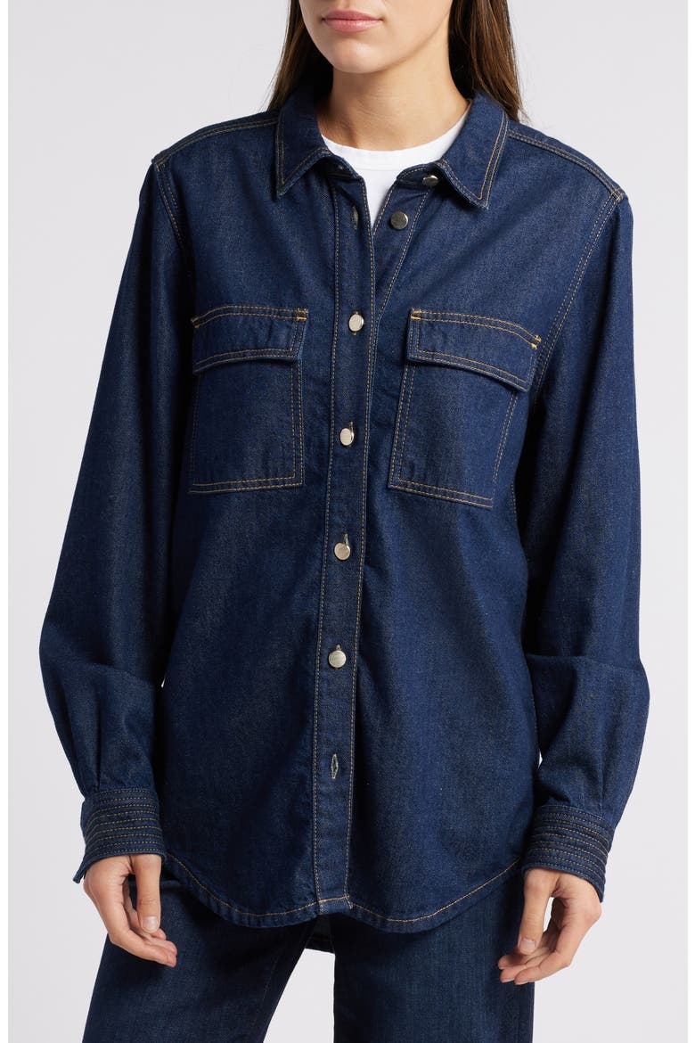 The Trapunto Denim Overshirt, Alternate, color, RINSE