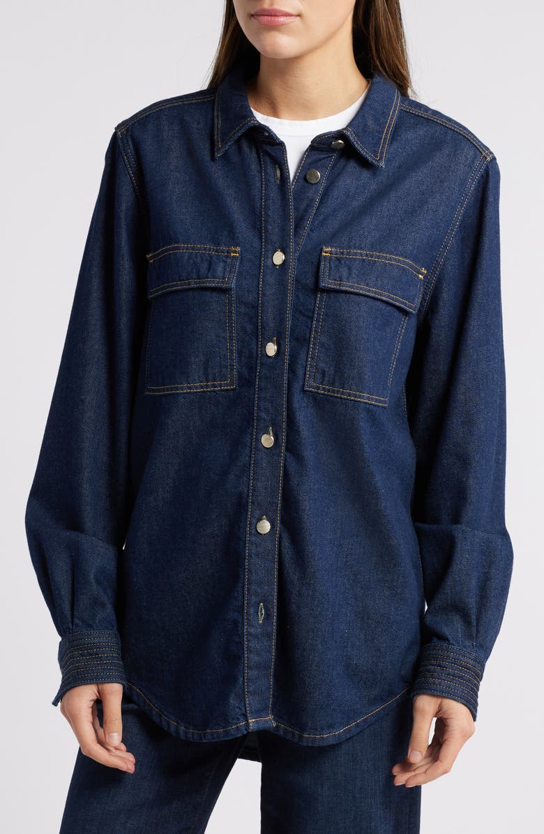 FRAME The Trapunto Denim Overshirt, Alternate, color, Rinse