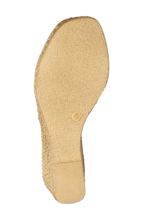 Shop Easy Street Ricci Espadrille Platform Wedge Slide Sandal In Black Raffia Flowers