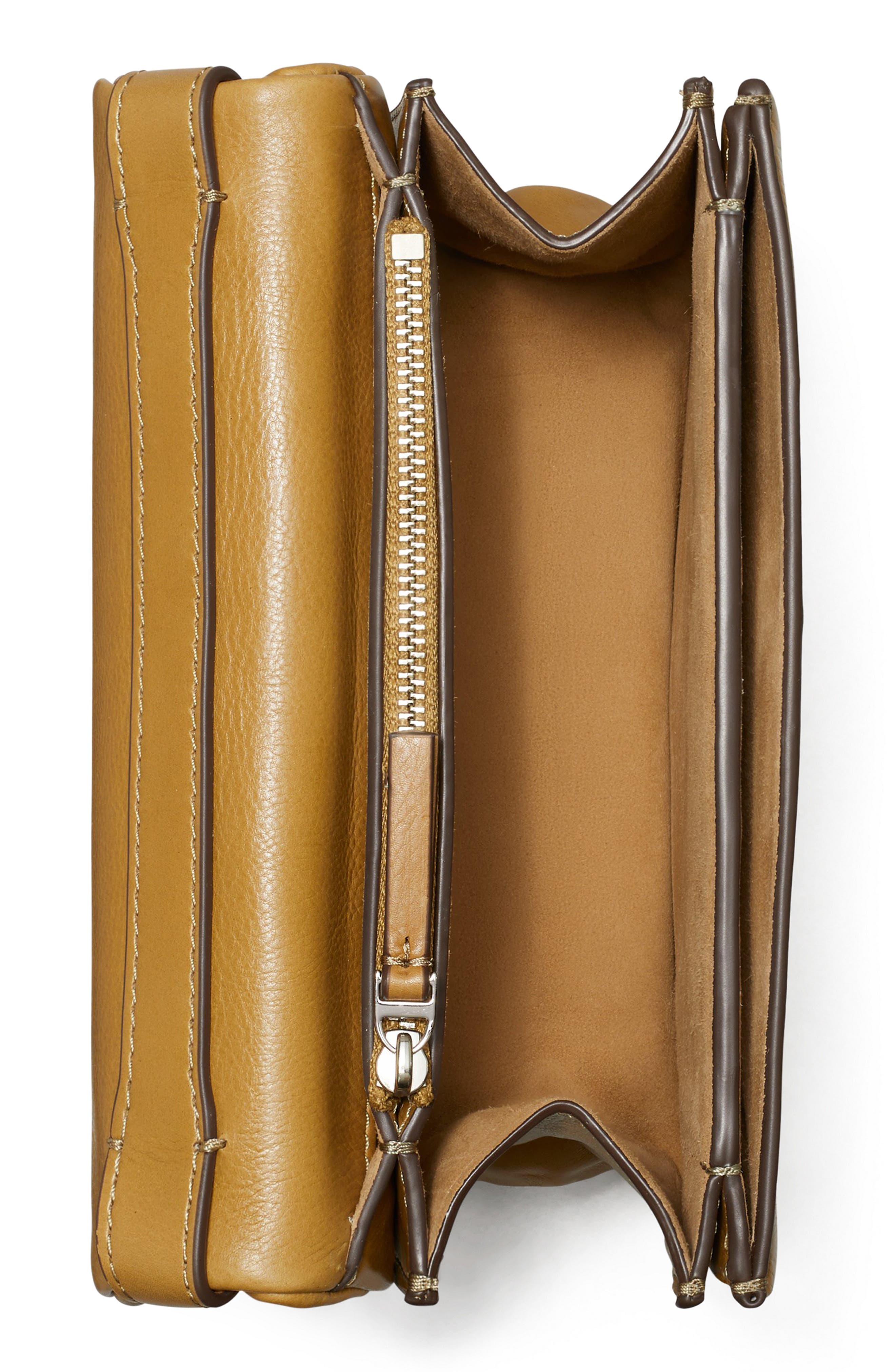 Tory Burch Kira Soft Leather Shoulder Bag, Alternate, color, Wren Brown