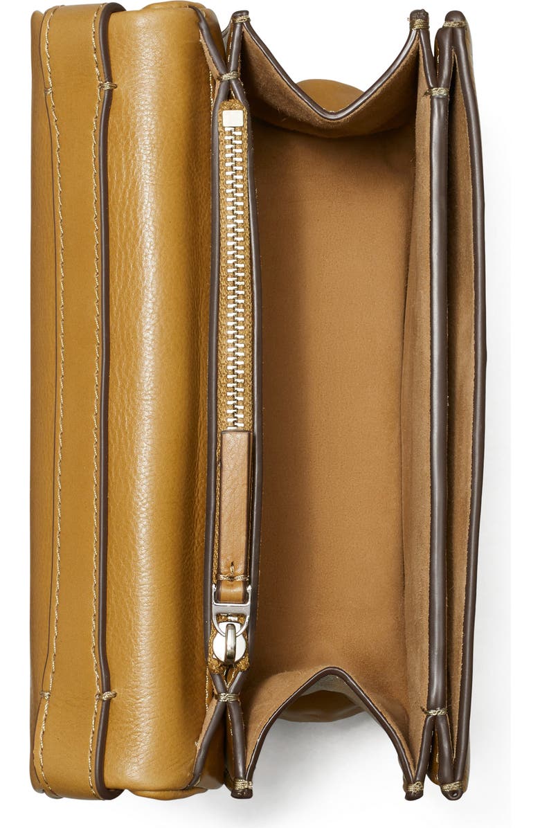 Tory Burch Kira Soft Leather Shoulder Bag, Alternate, color, Wren Brown