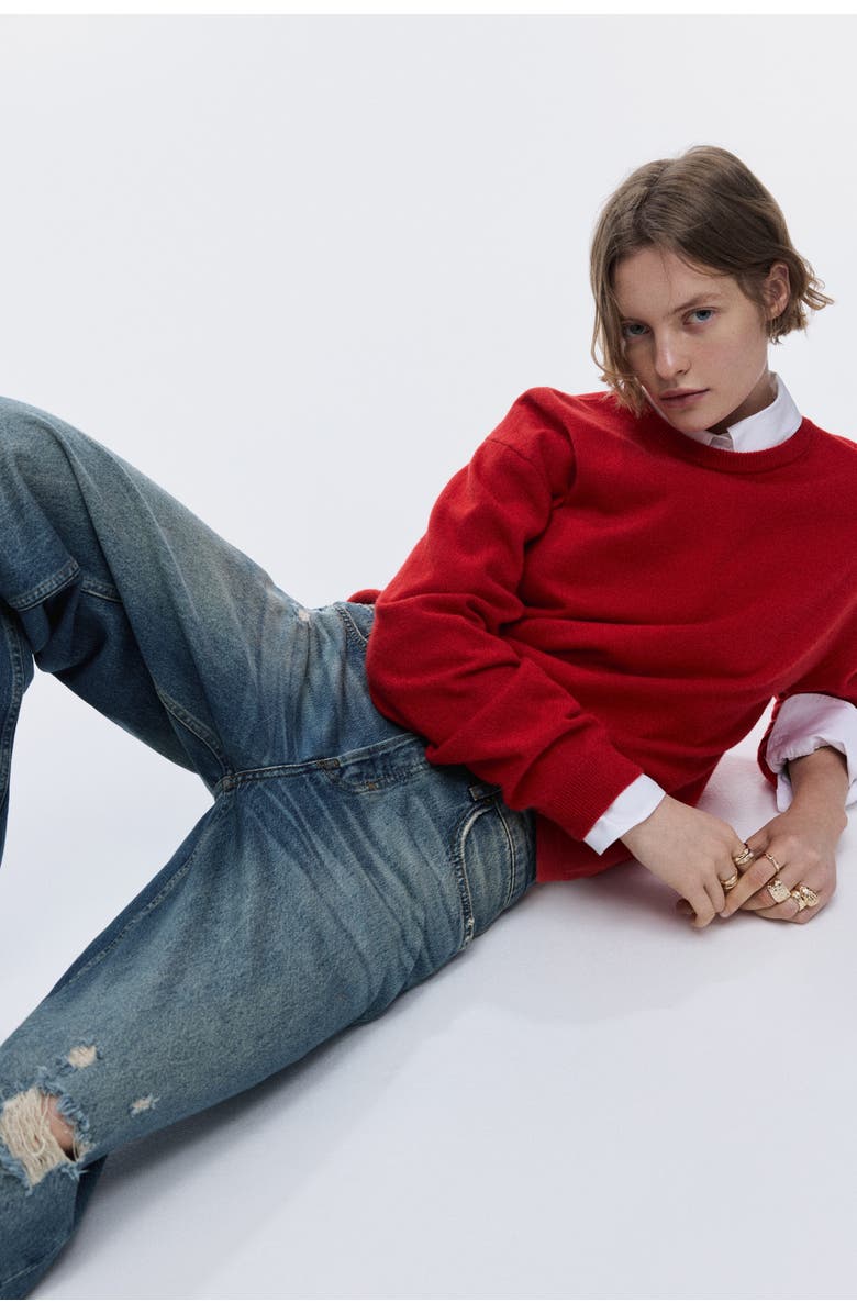 H&M Wide Leg Regular Waist Jeans, Alternate, color, Denim Blue