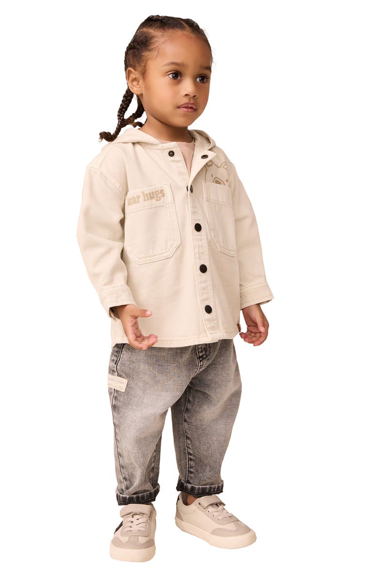 NEXT Kids' Graphic T-Shirt & Denim Hooded Jacket Set, Alternate, color, Neutral