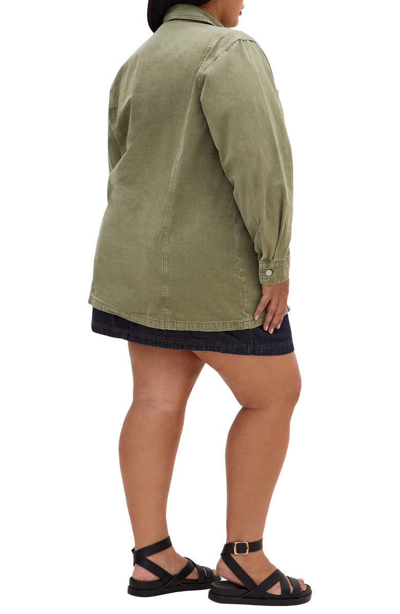 City Chic Liv Cotton Shirt Jacket, Alternate, color, 